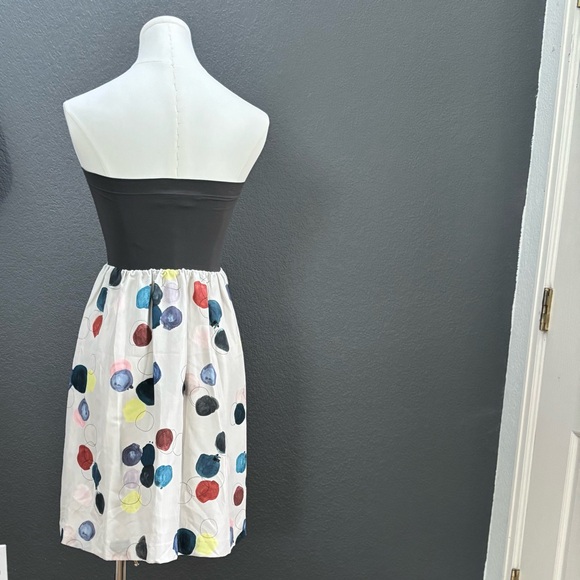 NWT THEORY Muliticolor Silk strapless halter Mini Dress Skirt w bandeaux top - Picture 3 of 11